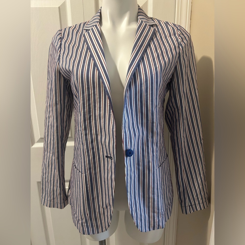 Chloe Stora Cotton Striped Women's Blazer, Size 38